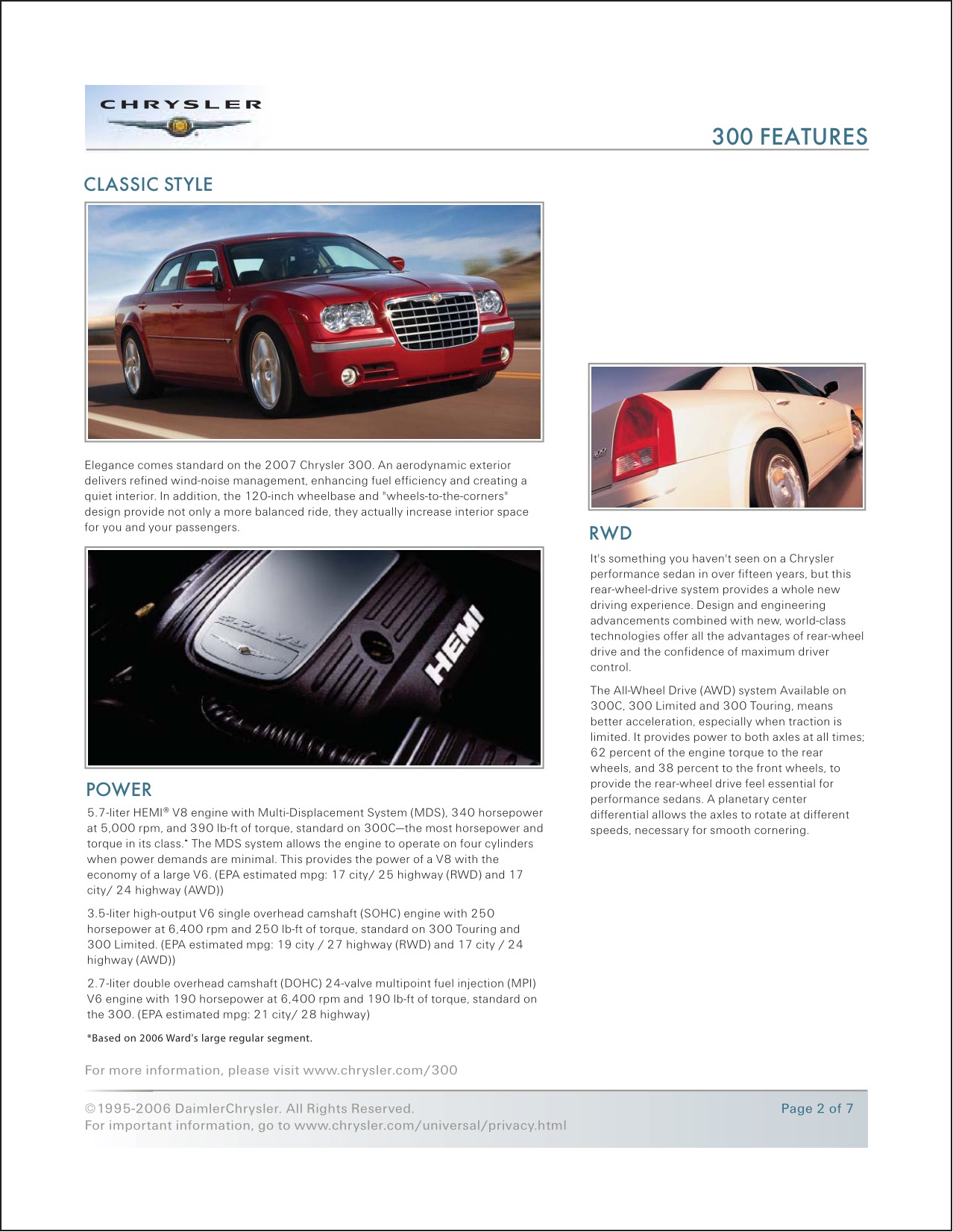 2007 Chrysler 300 Brochure Page 2